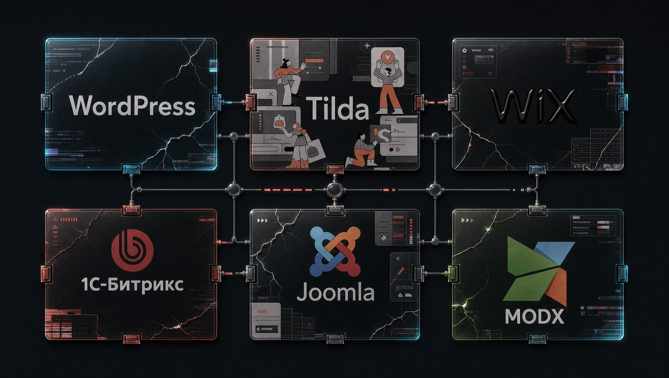 Облложка статьи с упомянутыми CMS - системами